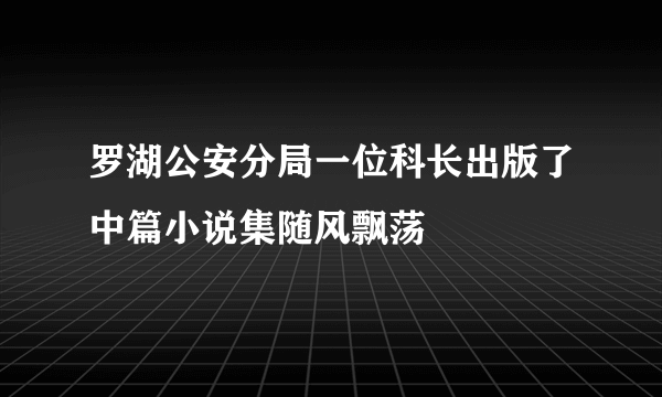 罗湖公安分局一位科长出版了中篇小说集随风飘荡