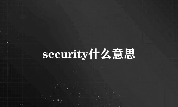 security什么意思