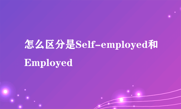 怎么区分是Self-employed和Employed