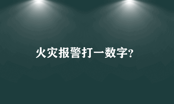 火灾报警打一数字？