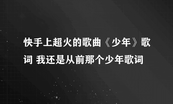 快手上超火的歌曲《少年》歌词 我还是从前那个少年歌词