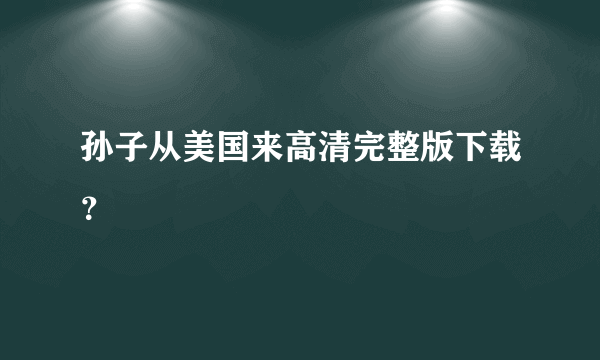 孙子从美国来高清完整版下载？