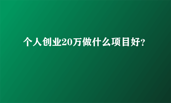 个人创业20万做什么项目好？