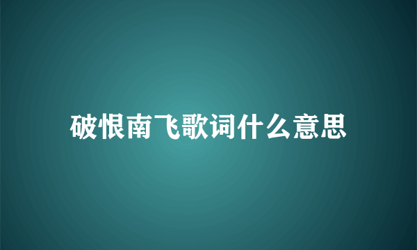 破恨南飞歌词什么意思