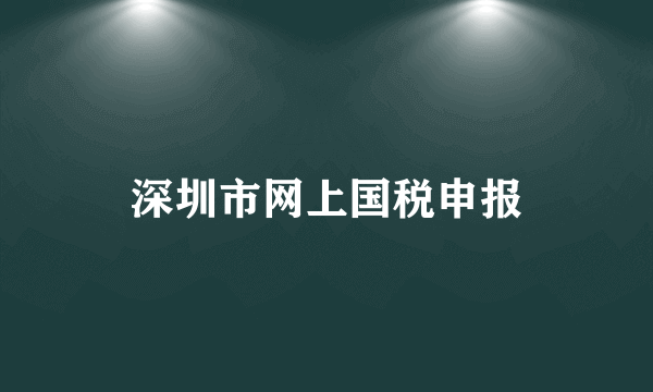 深圳市网上国税申报