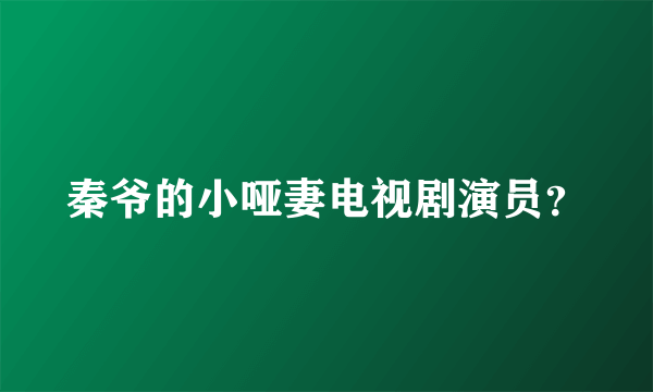 秦爷的小哑妻电视剧演员？