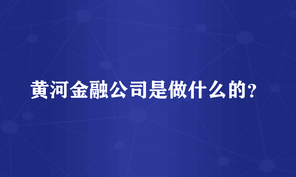 黄河金融公司是做什么的？