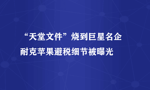 “天堂文件”烧到巨星名企 耐克苹果避税细节被曝光