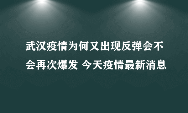 武汉疫情为何又出现反弹会不会再次爆发 今天疫情最新消息