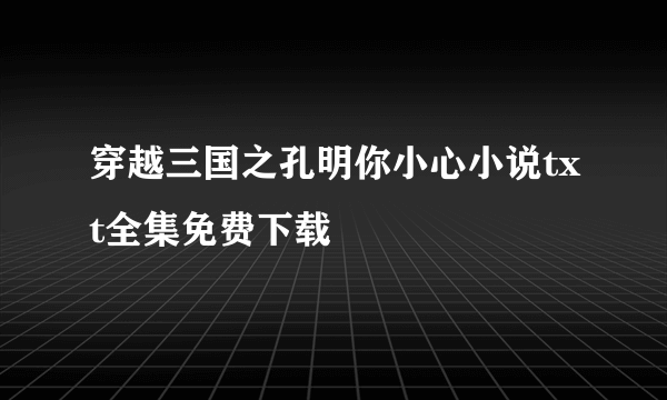 穿越三国之孔明你小心小说txt全集免费下载