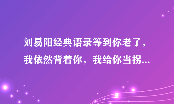 刘易阳经典语录等到你老了，我依然背着你，我给你当拐杖是第几集