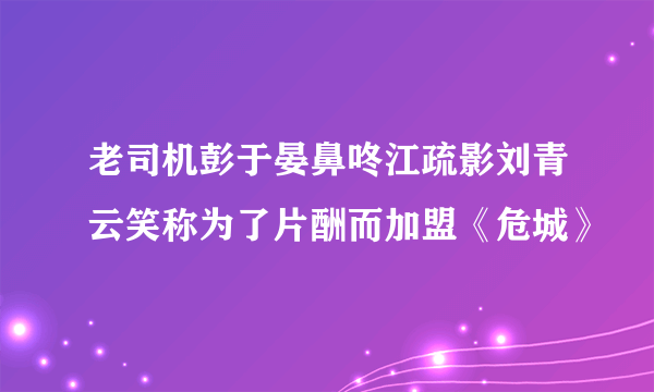 老司机彭于晏鼻咚江疏影刘青云笑称为了片酬而加盟《危城》