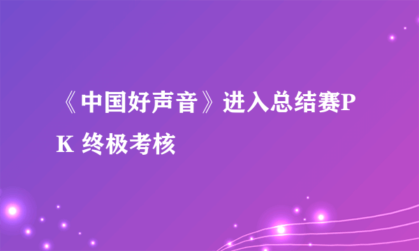 《中国好声音》进入总结赛PK 终极考核