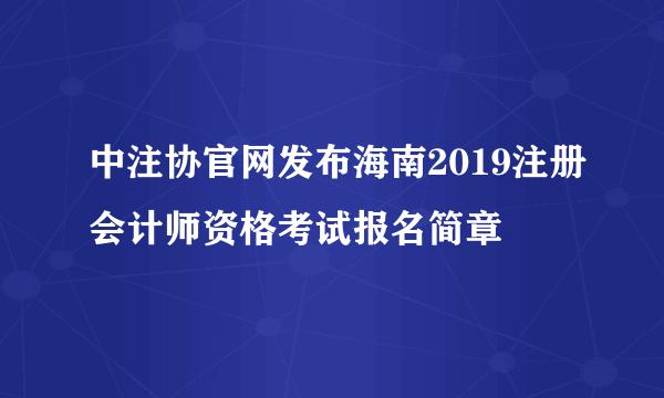 中注协官网发布海南2019注册会计师资格考试报名简章