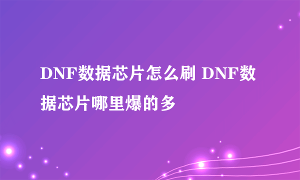 DNF数据芯片怎么刷 DNF数据芯片哪里爆的多