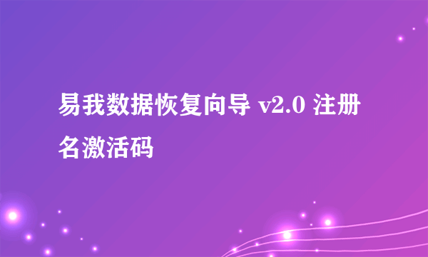 易我数据恢复向导 v2.0 注册名激活码