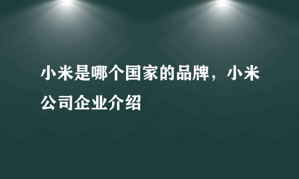 小米是哪个国家的品牌，小米公司企业介绍