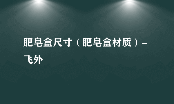 肥皂盒尺寸（肥皂盒材质）-飞外