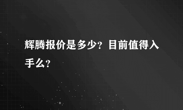 辉腾报价是多少？目前值得入手么？