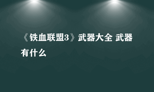 《铁血联盟3》武器大全 武器有什么