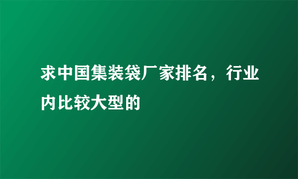 求中国集装袋厂家排名，行业内比较大型的