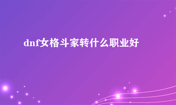 dnf女格斗家转什么职业好