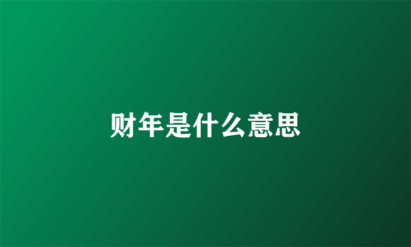 财年是什么意思