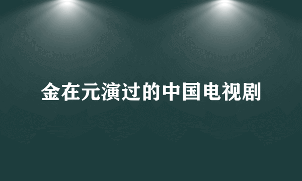 金在元演过的中国电视剧