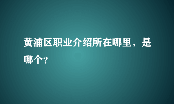 黄浦区职业介绍所在哪里，是哪个？