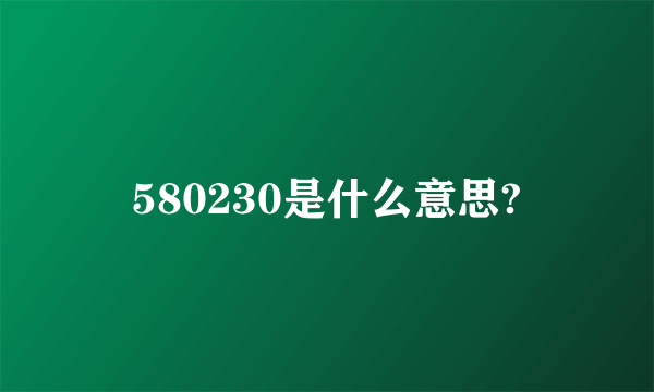 580230是什么意思?