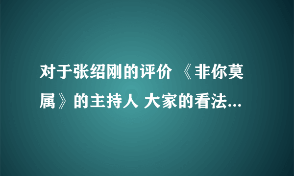 对于张绍刚的评价 《非你莫属》的主持人 大家的看法是怎样的呢