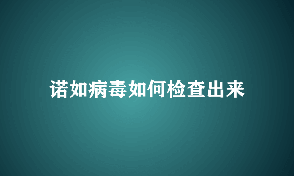 诺如病毒如何检查出来