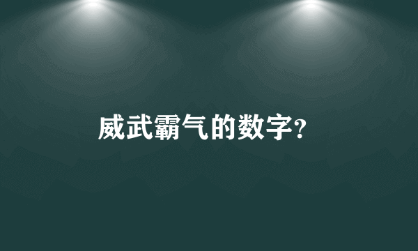 威武霸气的数字？