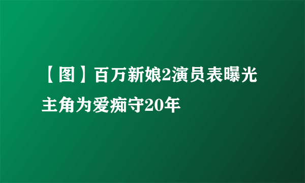 【图】百万新娘2演员表曝光 主角为爱痴守20年