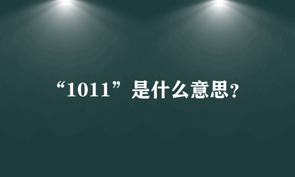 “1011”是什么意思？