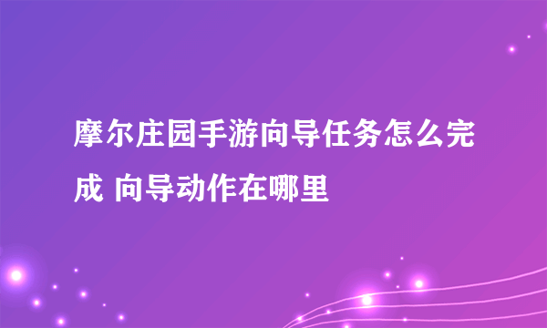 摩尔庄园手游向导任务怎么完成 向导动作在哪里