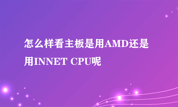 怎么样看主板是用AMD还是用INNET CPU呢