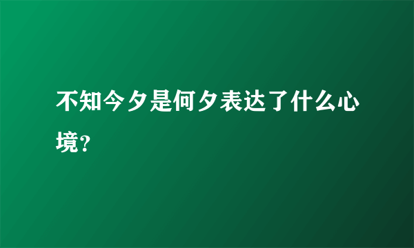 不知今夕是何夕表达了什么心境？