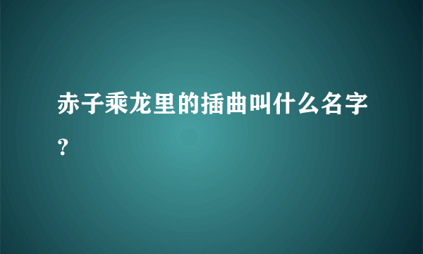 赤子乘龙里的插曲叫什么名字？