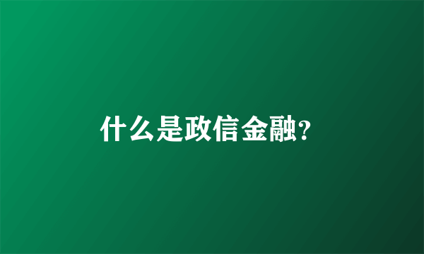 什么是政信金融？