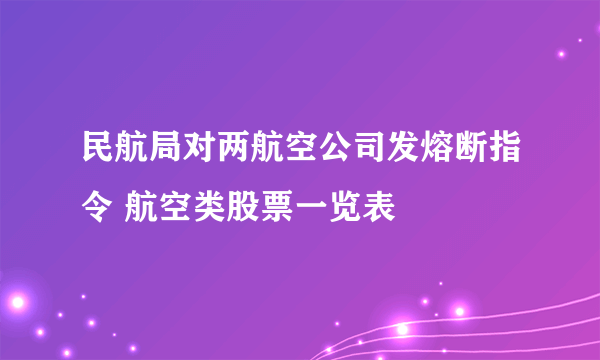 民航局对两航空公司发熔断指令 航空类股票一览表