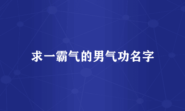 求一霸气的男气功名字