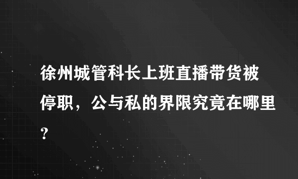 徐州城管科长上班直播带货被停职，公与私的界限究竟在哪里？