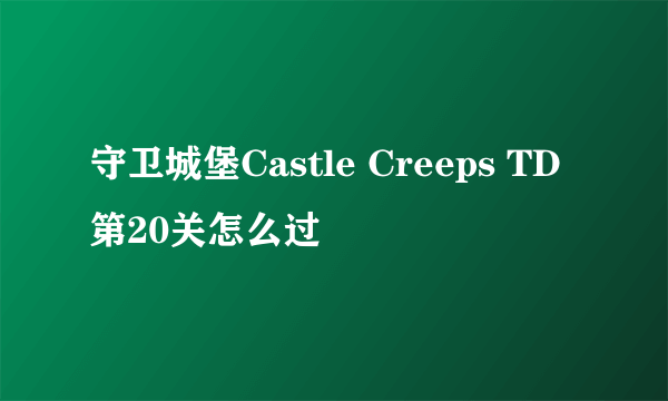 守卫城堡Castle Creeps TD第20关怎么过