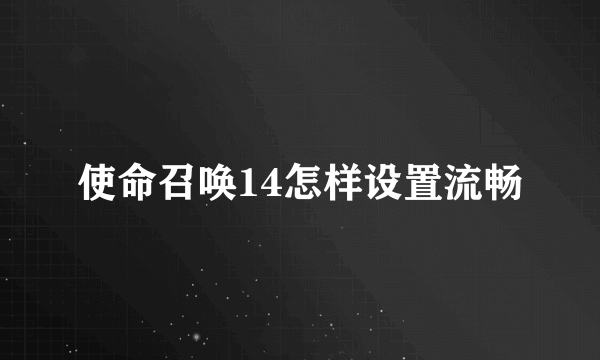 使命召唤14怎样设置流畅