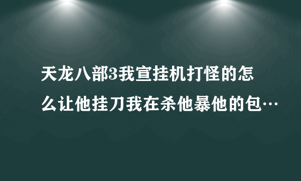 天龙八部3我宣挂机打怪的怎么让他挂刀我在杀他暴他的包…