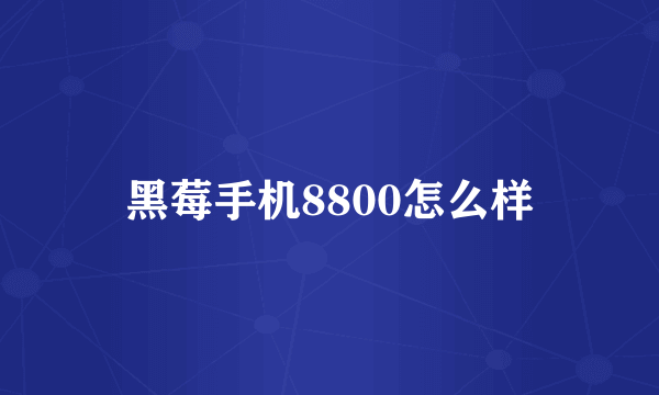 黑莓手机8800怎么样