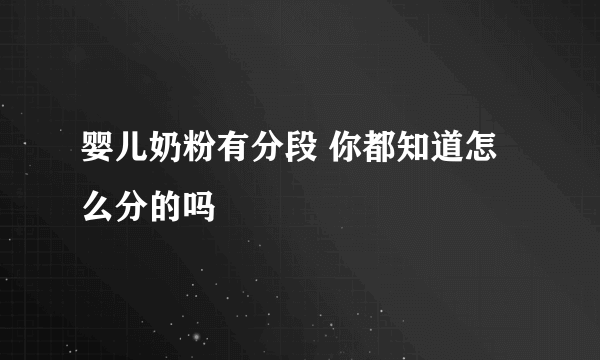 婴儿奶粉有分段 你都知道怎么分的吗