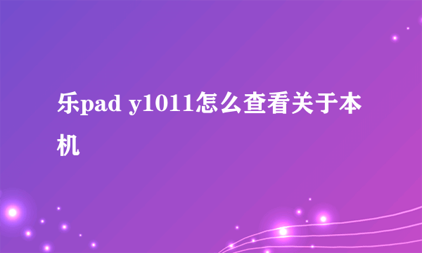 乐pad y1011怎么查看关于本机