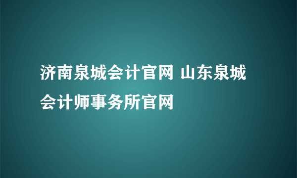 济南泉城会计官网 山东泉城会计师事务所官网